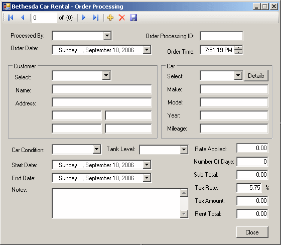 ADO.NET Application: Bethesda Car Rental