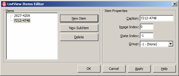 ListView Item Editor