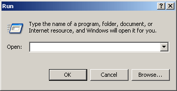 The Run dialog box