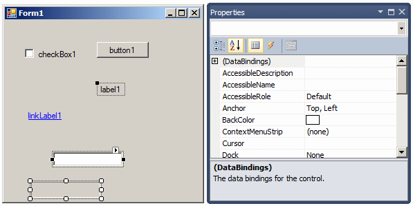 Common properties of different controls