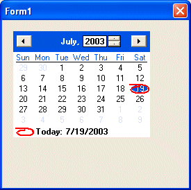 The Month Calendar control allowing the user to select a year