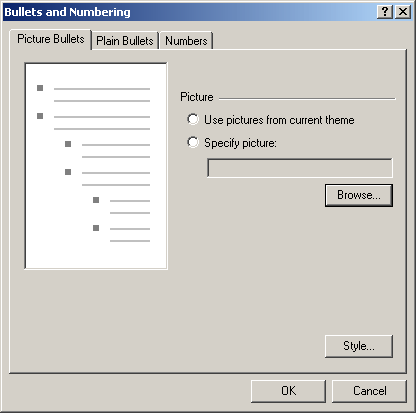 Example of property pages on a property sheet