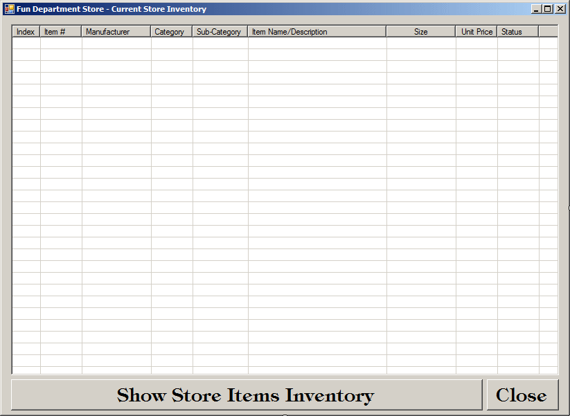 Department Store - Store Inventory