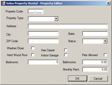 Solas Property Rental: Property Editor