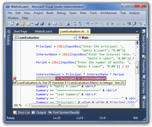 Inserting a Breakpoint