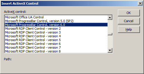 Insert ActiveX Control