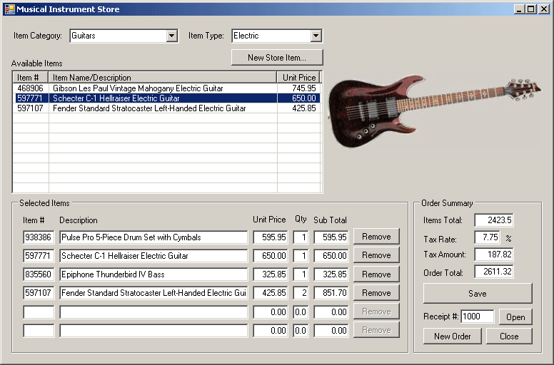 Musical Instrument Store: Customer Order