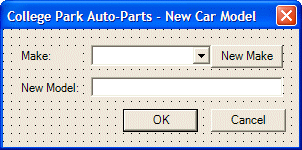 College Park Auto-Parts: New Car Model - Form Design