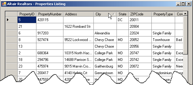 Sorting Records Using the Data Grid View