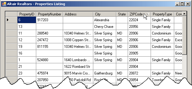 Sorting Records Using the Data Grid View