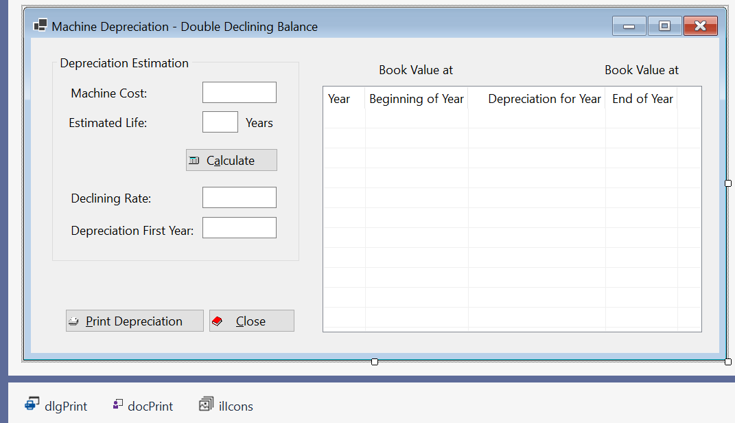 Machine Depreciation - Double Declining Balance