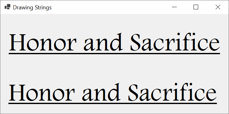 Drawing Strings - The Style of Text - Underline