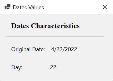 Rules of Date Formats - dd