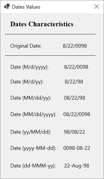 Dates Formats