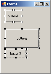 A form with some controls selected using a fake rectangle
