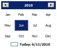 The Month Calendar control allowing the user to select a year