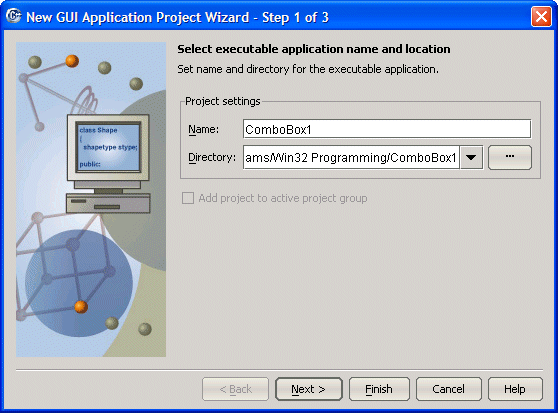 New GUI Application Project Wizard