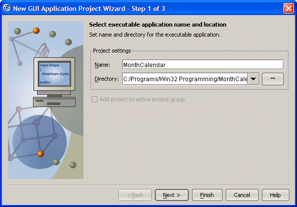 New GUI Application Project Wizard