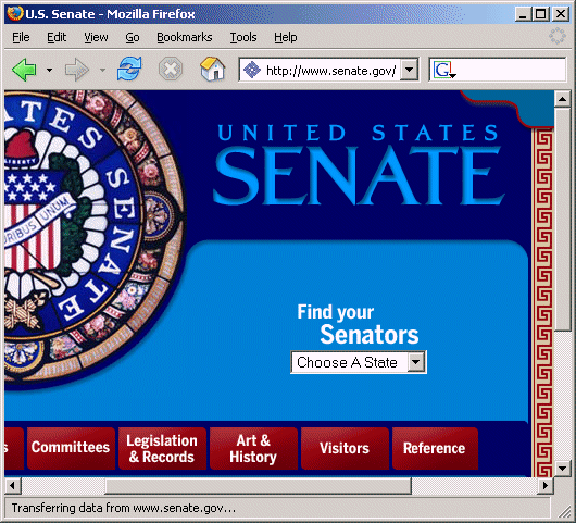 The web site of the US Senate