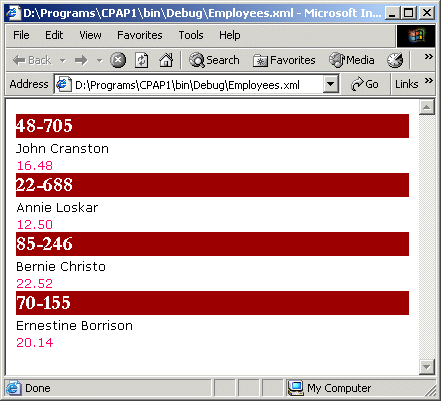 An XML File Using Style Sheet